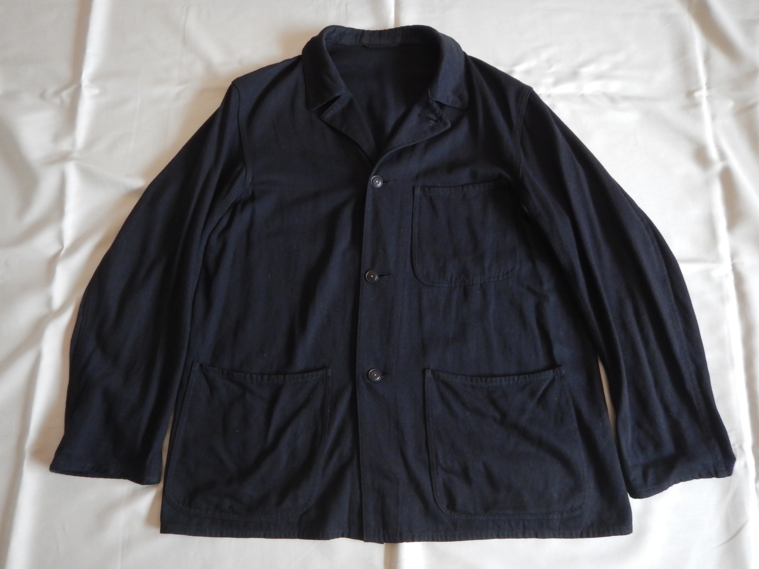 COMOLI silk nep coverall black | FASCLE-clothing