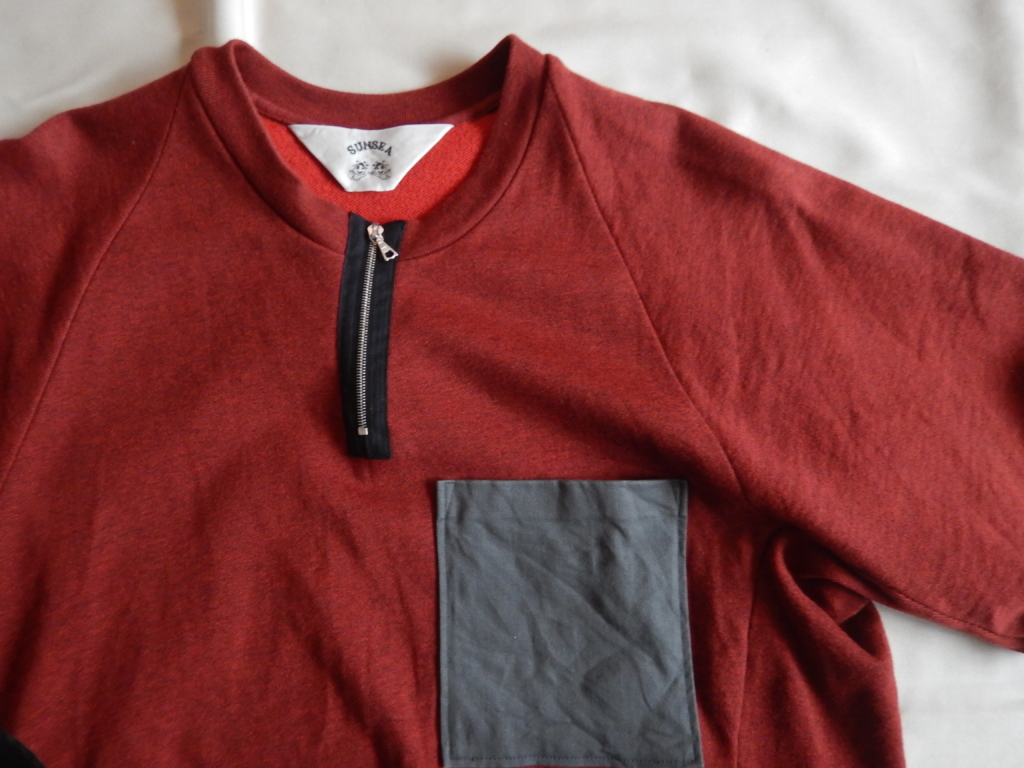 SUNSEA HALF JIP SWEAT T-SHIRTS RED 2017ss サンシー　ハーフジップスウェットTシャツ